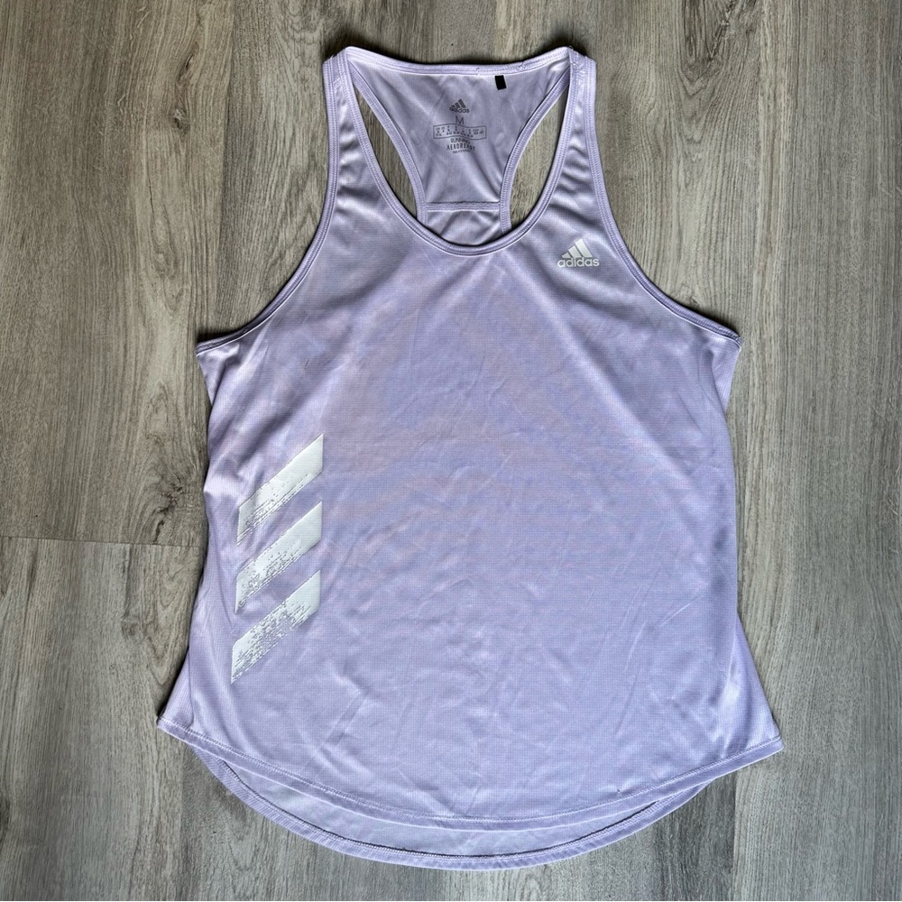Adidas Own The Run 3-stripes PB purple tank top